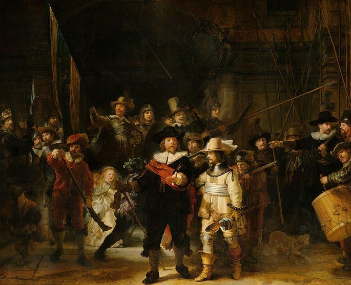 The Night Watch de Rembrandt: analizo, detaloj kaj historio malantaŭ la laboro