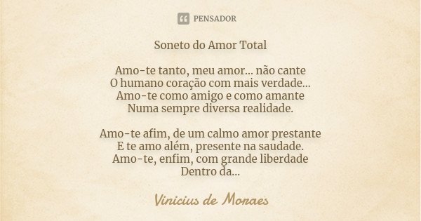 Sonet potpune ljubavi, Vinicius de Moraes